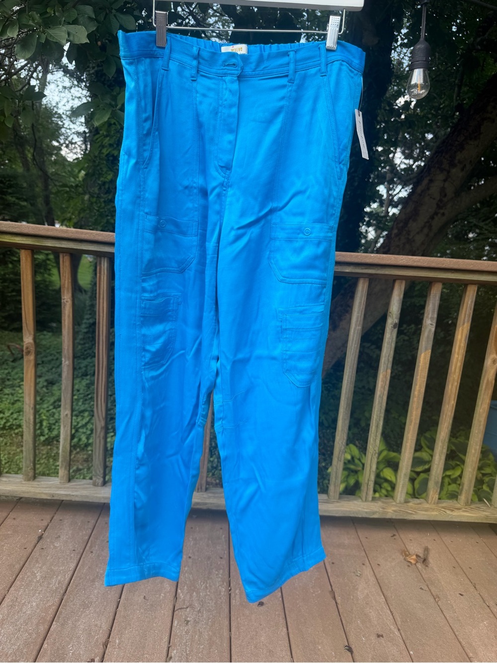 Maeve Anthropologie Blue Utility Cargo Slim Straight Pants Size 12